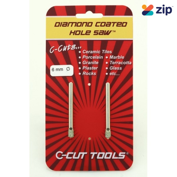 C-CUT TOOLS DCHS6D - 6mm 2 Pack Diamond Coated Hole Saw Holesaws